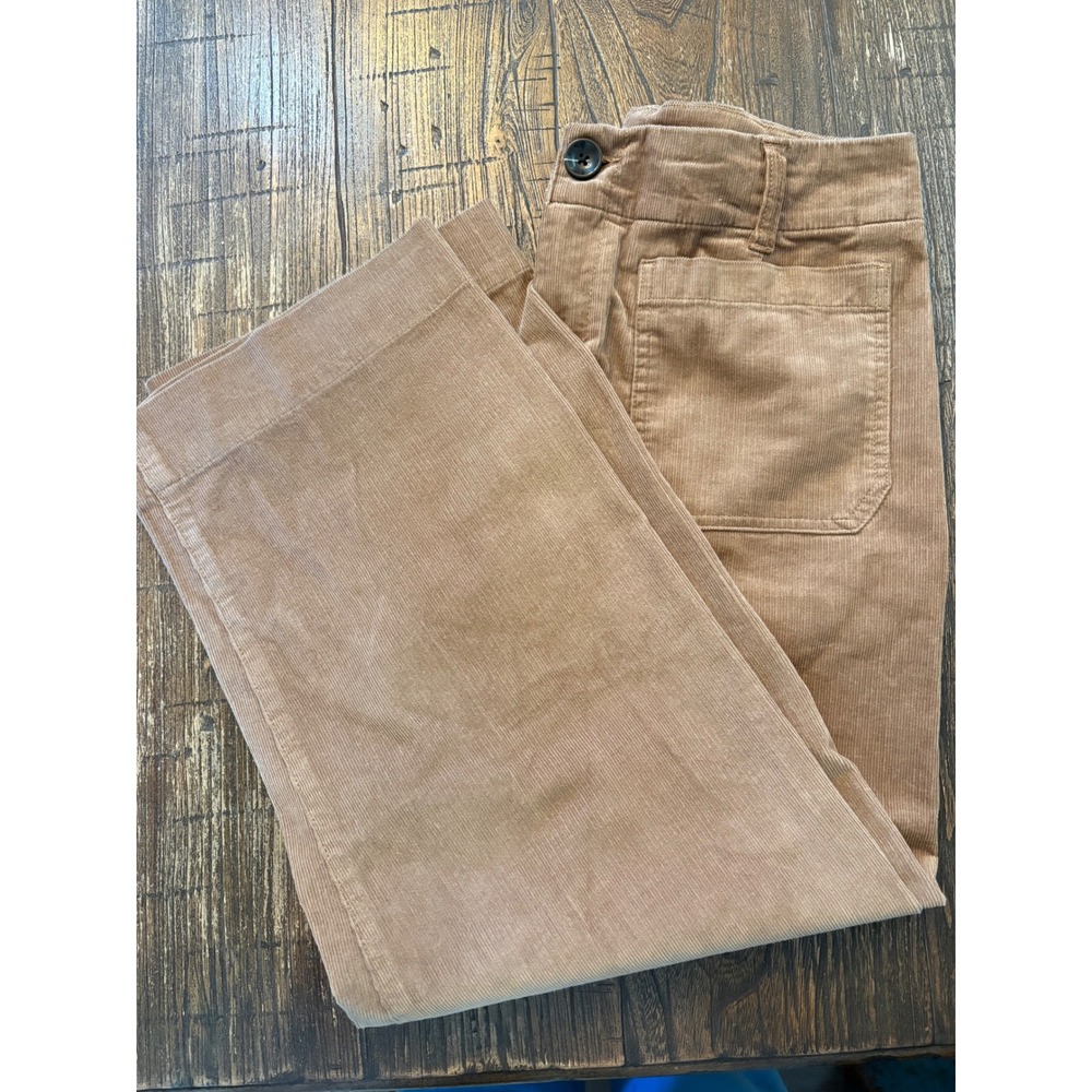 Quince Organic Stretch Corduroy Cropped Wide Leg Pants Womens 10 Warm Brown - Picture 11 of 11